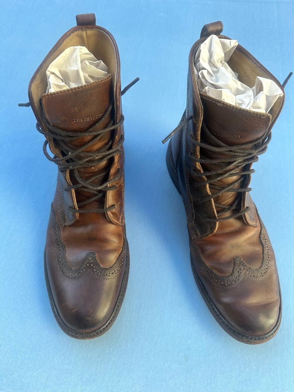 The Frye Company James Wingtip Boots Brown Leather Brogue Mens Size 10.5 D 87391